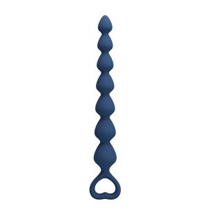 Boules anales en silicone avec plug anal MR PLAY bleu 26,7 cm et anneau de retrait en forme de cœur – photo 2