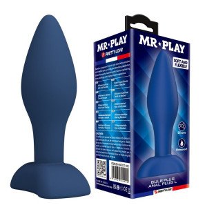 Tapered blue silicone anal plug MR PLAY size L with wide base – image 1