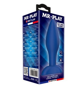 Tapered blue silicone anal plug MR PLAY size L with wide base – image 3