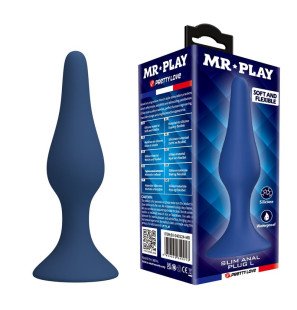 Plug anal fin en silicone MR PLAY bleu, taille L, avec base large – photo 1