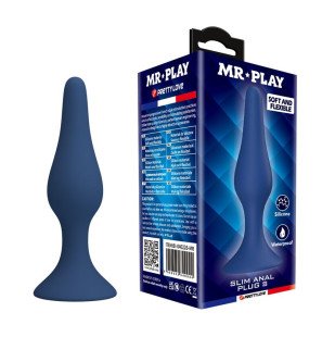 Slim Silicone Anal Plug MR PLAY Blue Size S for Beginners – image 1