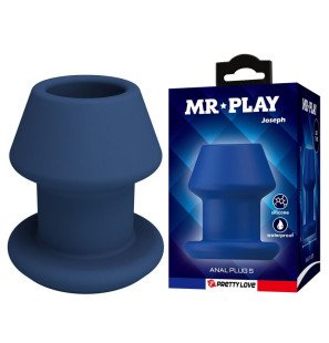 MR PLAY - JACK BLUE SILICONE HOLLOW ANAL PLUG SIZE S