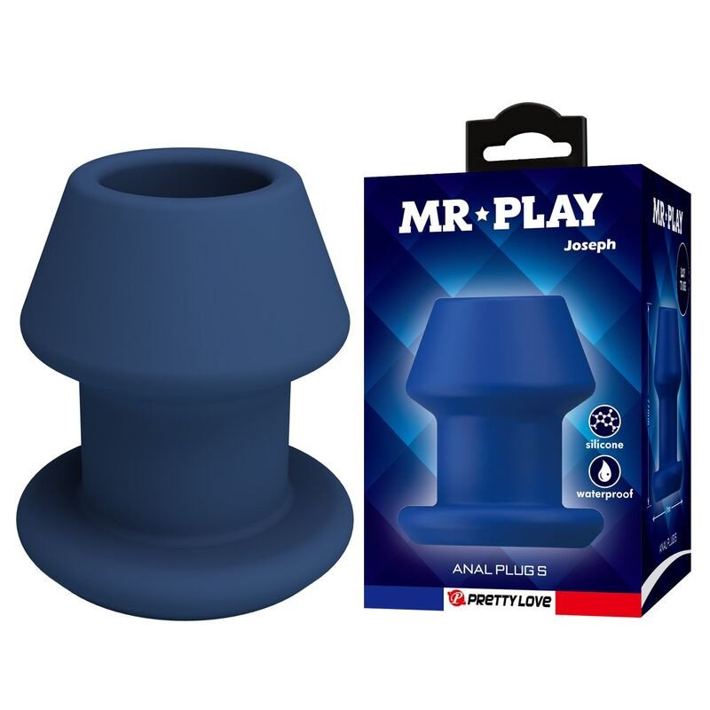Wydrążony silikonowy korek analny MR PLAY Jack, niebieski, rozmiar S, z otwartym kanałem – zdjęcie 1
