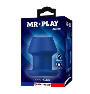 Hohler Silikon-Analplug MR PLAY Jack, blau, Größe S, mit offenem Kanal – Bild 3