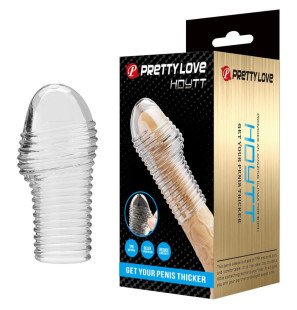 Przezroczysta nakładka na penisa Pretty Love Hottt z teksturowanymi pierścieniami – zdjęcie 1