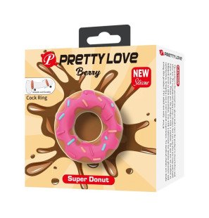 Pretty Love Super Donut – różowy silikonowy pierścień na penisa z kolorową ozdobą – zdjęcie 2