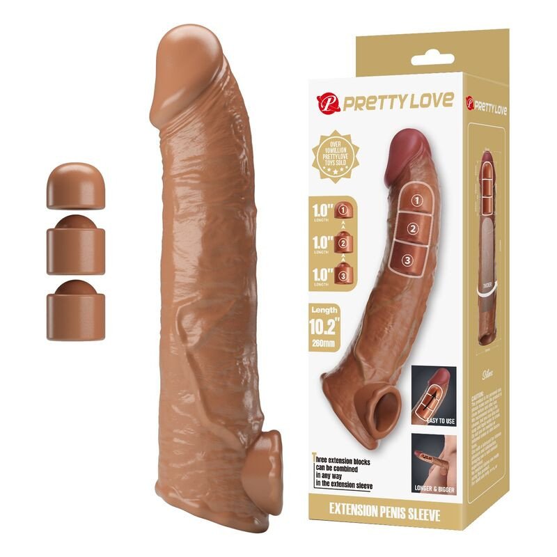 Pretty Love Brown Adjustable Penis Extender 26 cm with 3 Inserts – image 1