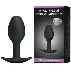 Pretty Love schwarzer Silikon-Analplug 6,5 cm mit beweglicher Gewichtskugel – Bild 2