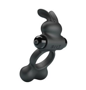 Pretty Love schwarzer vibrierender Penisring mit Bunny-Stimulator und 10 Funktionen – Bild 2