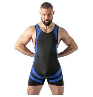 Locker Gear Open Access Herren-Singlet mit Rückenreißverschluss in Blau, Rot und Schwarz – Bild 1
