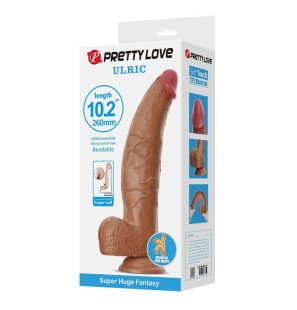 Realistyczne elastyczne dildo 26 cm Ø 5,5 cm z brązowego TPE z przyssawką – zdjęcie 2