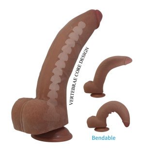 Pretty Love Ulric realistic flexible dildo 26 cm Ø 5,5 cm TPE brown with suction cup – image 6