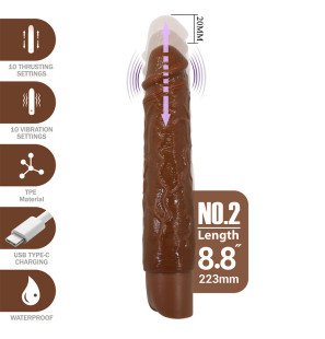Pretty Love Kessler, vibromasseur à va-et-vient brun 22 cm avec 10 modes de vibration et 10 modes de va-et-vient – photo 1