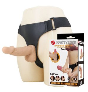Pretty Love Zane Adjustable Strap-On Harness with Flexible Dildo 17 cm Ø 4,3 cm, Natural – image 1
