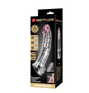 Pretty Love adjustable penis sleeve 26 cm Ø 4 cm transparent with 3 inserts and suction cup – image 2