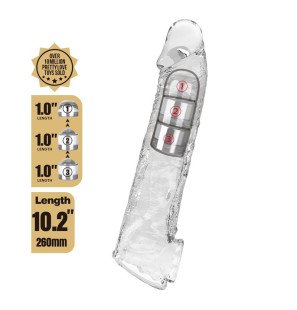 Pretty Love adjustable penis sleeve 26 cm Ø 4 cm transparent with 3 inserts and suction cup – image 4