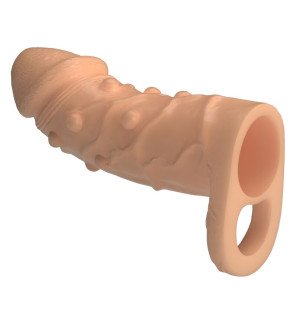 Nakładka na penisa Pretty Love Dort 14 cm Ø 4 cm, naturalna, z teksturą i pierścieniem stabilizującym – zdjęcie 1