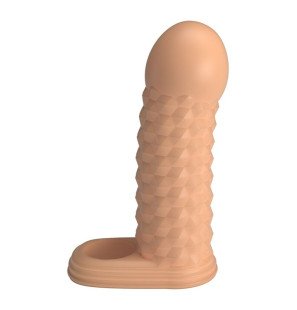 Pretty Love Wolfram nakładka na penis 11,5 cm Ø 3,8 cm z geometryczną teksturą, naturalna – zdjęcie 2