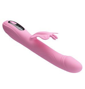 Pretty Love Bella, różowy wibrator typu rabbit ze stymulatorem w kształcie motyla, wyświetlaczem LED i 9 trybami – zdjęcie 5