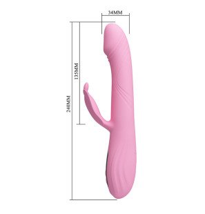Pretty Love Bella, różowy wibrator typu rabbit ze stymulatorem w kształcie motyla, wyświetlaczem LED i 9 trybami – zdjęcie 9