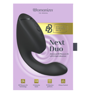 Womanizer Duo Next dual clitoral and G-spot stimulator, black