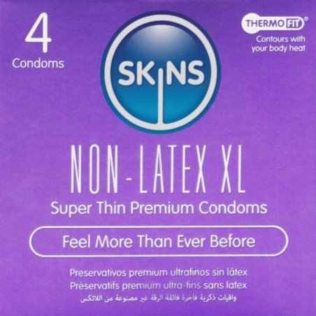 SKINS latexfreie Kondome XL, ultradünn und transparent, 4 Stück – Bild 1