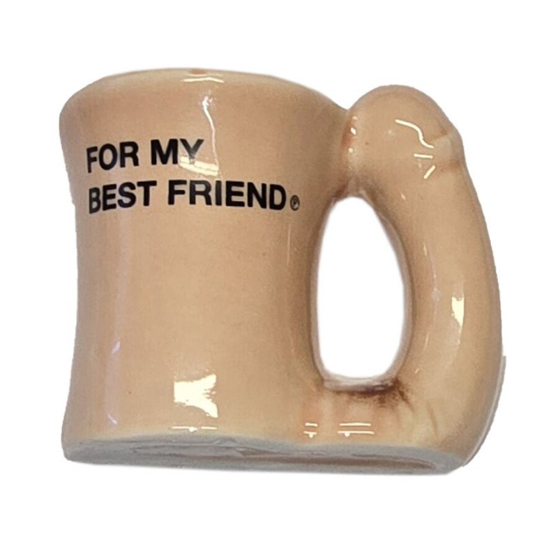 Ceramic mug with penis-shaped handle ‘For my best friend’ – image 1