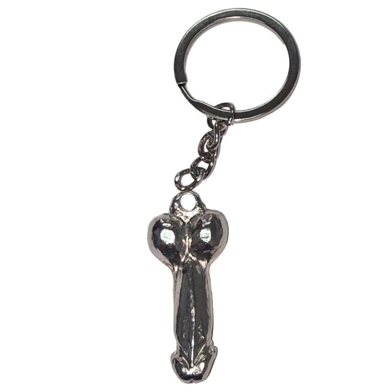 Diablo Picante zilveren metalen penis sleutelhanger – foto 1