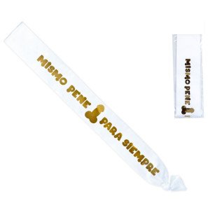 Diablo Picante Metallic-Penisdekoration mit weißem Band – Bild 1