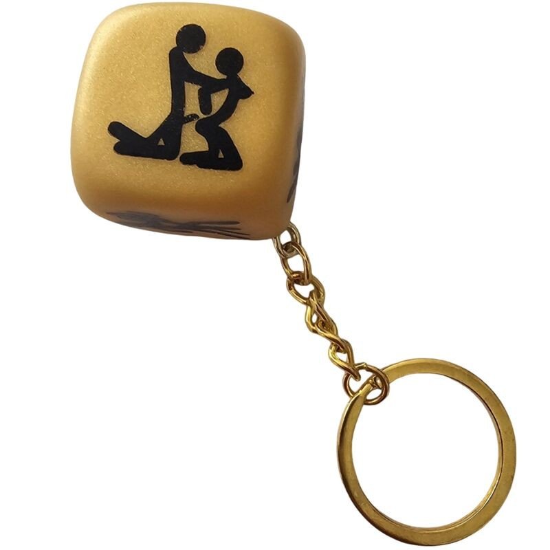 Diablo Picante Gold Dice Keyring with Poses – image 1