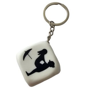 White dice keyring with poses by DIABLO PICANTE – image 1