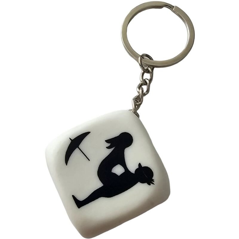 White dice keyring with poses by DIABLO PICANTE – image 1