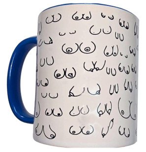 Breast-Shaped Mug with Blue Handle DIABLO PICANTE 370 ml – image 1