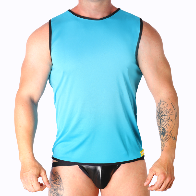 MACHO blaues Herren-Lingerie-T-Shirt in S/M und L/XL – Bild 1 MACHO blaues Herren-Lingerie-T-Shirt in S/M und L/XL – Bild 1