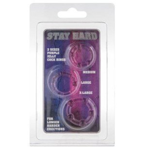 Seven Creations Set aus drei Silikon-Penisringen in Lila, Größen 21, 23 und 24 mm für flexible Größenwahl