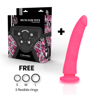 Delta Club strap-on harnas met roze siliconen dildo van 17 cm – foto 2