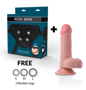 Realistyczne dildo strap-on z uprzężą, o podwójnej gęstości, 17 cm | Rock Army – zdjęcie 2