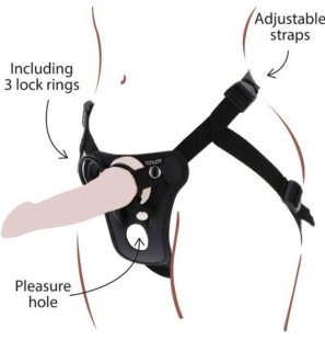 GET REAL czarna uprząż do strap-on, rozmiar 5 cm – zdjęcie 1