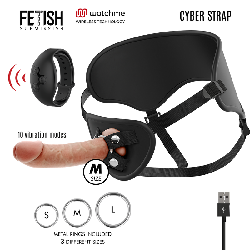 Cyber remote-control strap-on harness with 19,5 cm dildo – image 1