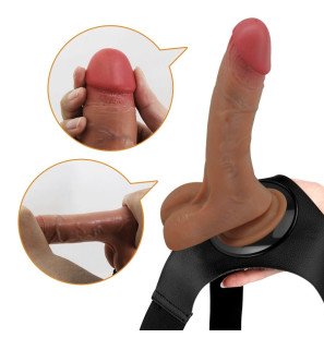 Vibrating harness panties with squirting dildo, 15,5 cm – image 3