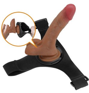 Vibrating harness panties with squirting dildo, 15,5 cm – image 4