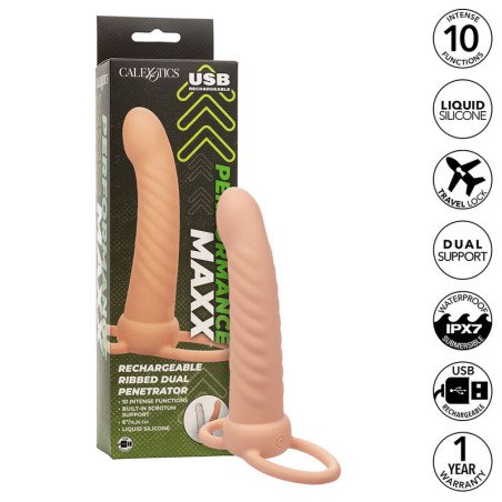 CALEXOTICS Maxx dubbel geribbelde penetrator met 10 trillingen – foto 2