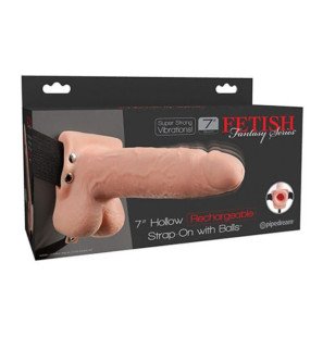 Realistischer vibrierender hohler Strap-on mit Hodenbasis 17,8 cm – Bild 2