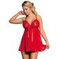 Rote Babydoll-Dessous mit Schleife und glänzenden Details – Bild 1